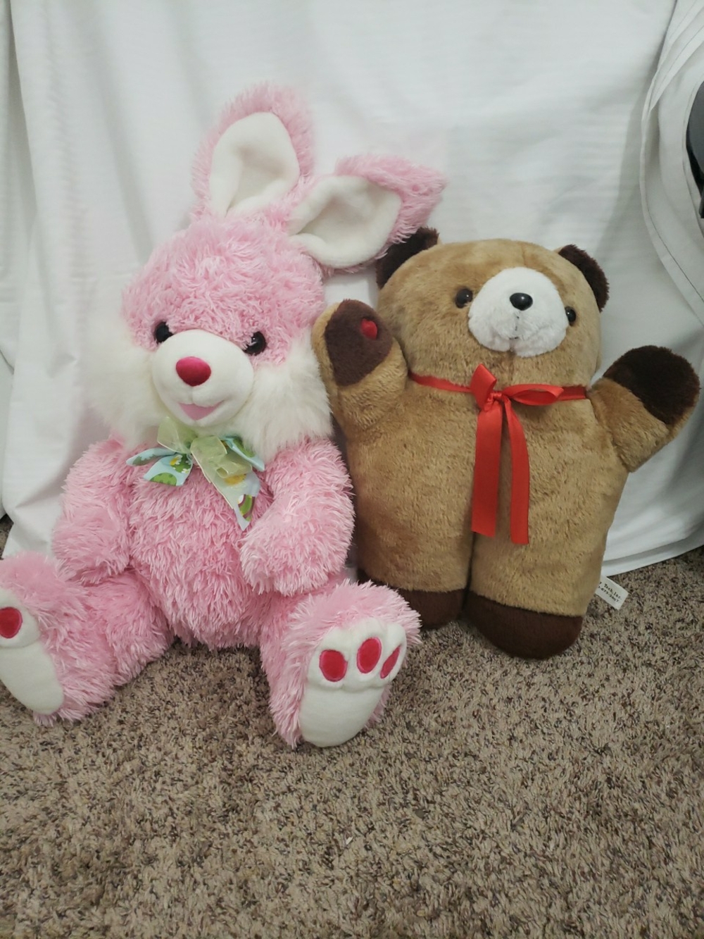 Plush Pink Bunny & Brown Bear Kids Toy Set - Soft Stuffed Animals